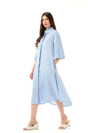 GINGHAM SHIRT DRESS